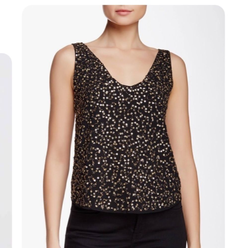 HARLOWE & GRAHAM SEQUINED SLEEVELESS TOP SZE XS